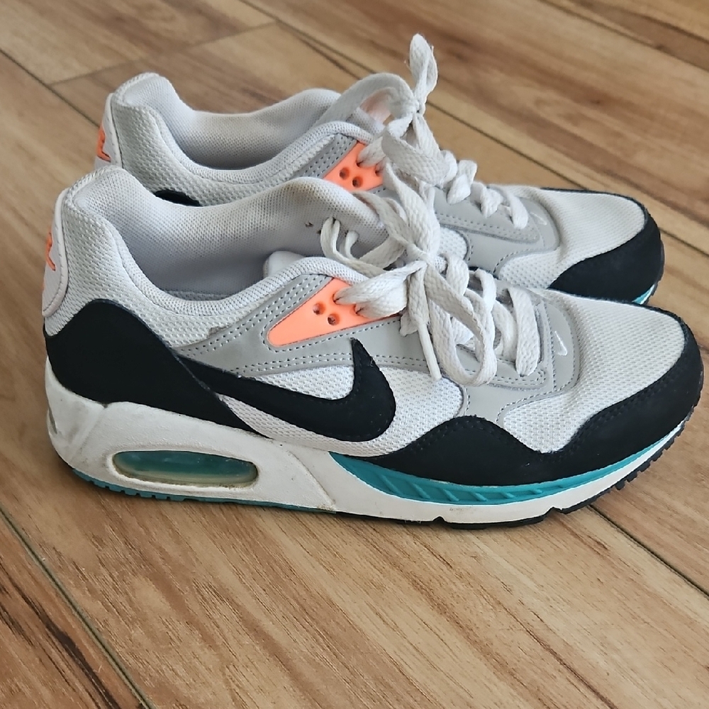 Nike Air Max White and Black with Teal and Orange Accents